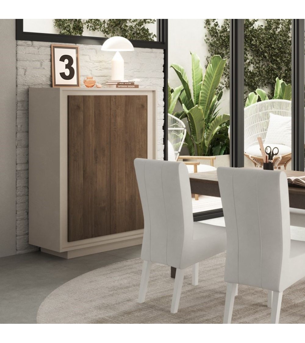 Contenitore Open 2 ante cashmere e noce mercure
