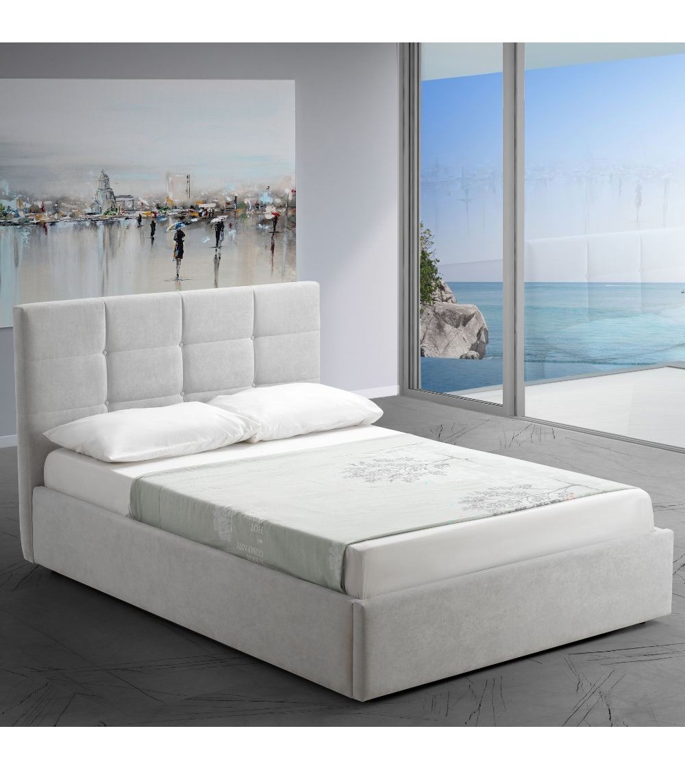 Letto una piazza e mezza con contenitore Napoli grigio Soro 90