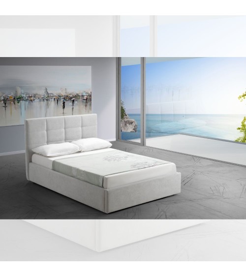 Letto una piazza e mezza con contenitore Napoli grigio Soro 90