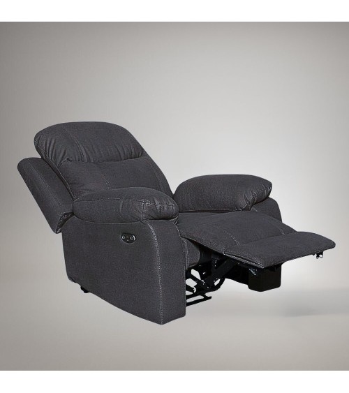 Poltrona Chicago recliner manuale in tessuto Twist 20 grigio