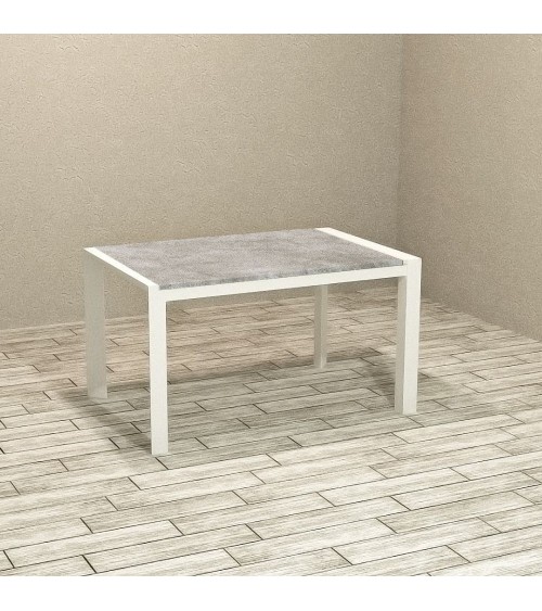 Tavolo rettangolare allungabile Golia 130x80 struttura bianco e piano cemento
