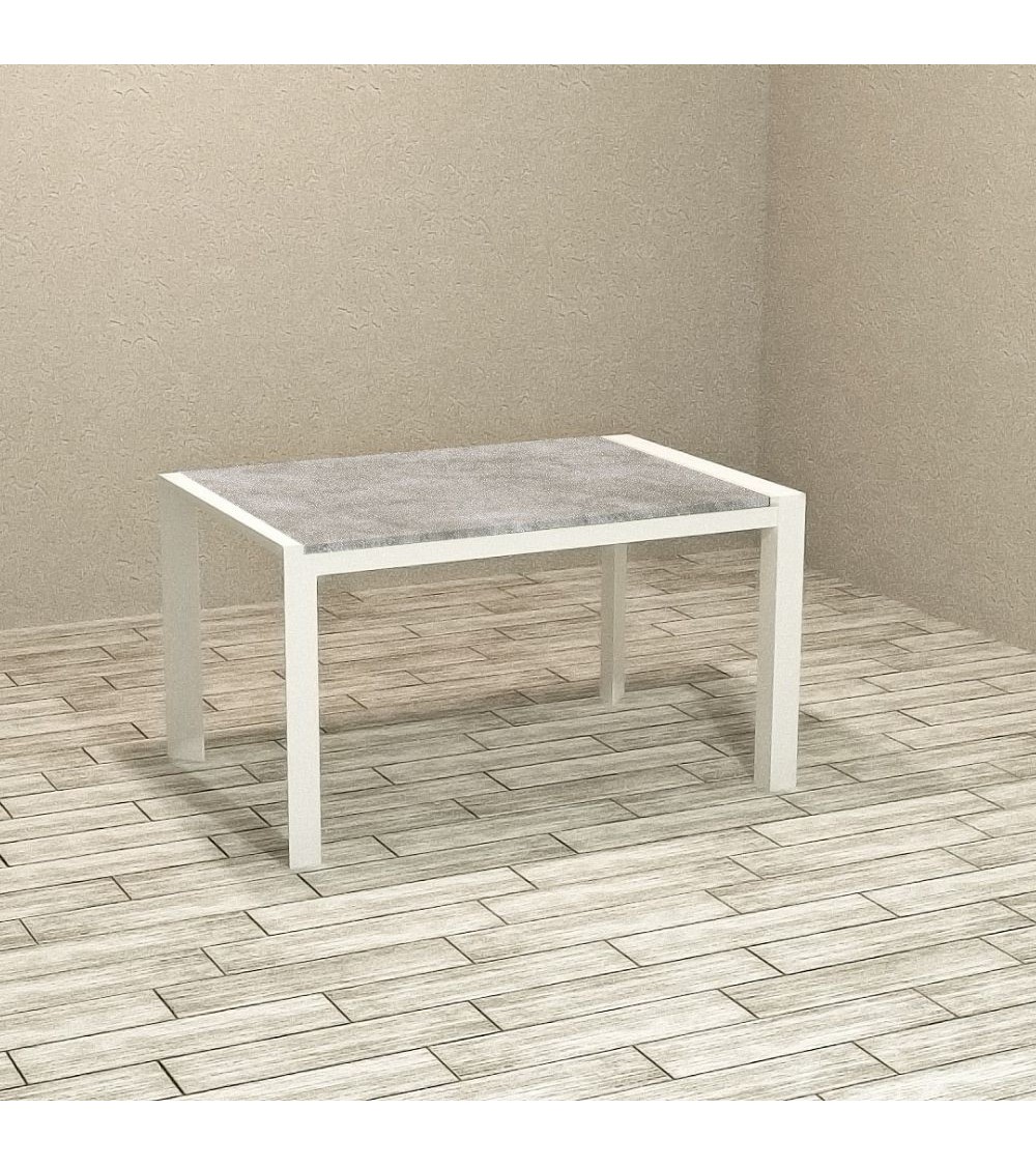 Tavolo rettangolare allungabile Golia 130x80 struttura bianco e piano cemento