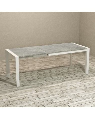Tavolo rettangolare allungabile Golia 130x80 struttura bianco e piano cemento