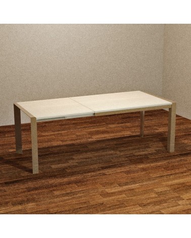 Tavolo rettangolare allungabile Golia 130x80 struttura tortora e piano rovere sbiancato