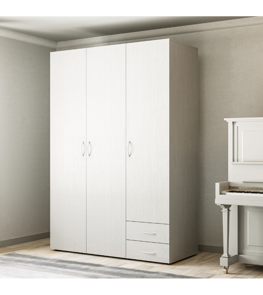 Armadio 3 ante 2 cassetti Seba 3 colore bianco
