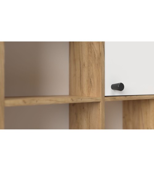 Scrivania con libreria Halk colore rovere e bianco