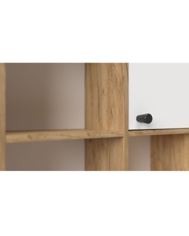 Scrivania con libreria Halk colore rovere e bianco