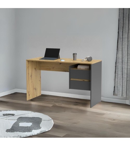 Scrivania Paco3 con due cassetti colore rovere e antracite