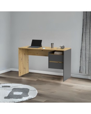 Scrivania Paco3 con due cassetti colore rovere e antracite