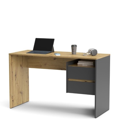 Scrivania Paco3 con due cassetti colore rovere e antracite