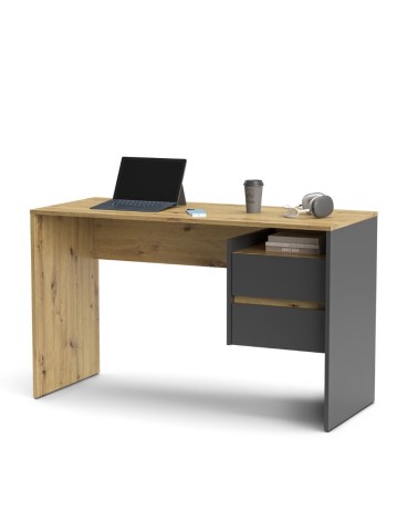 Scrivania Paco3 con due cassetti colore rovere e antracite