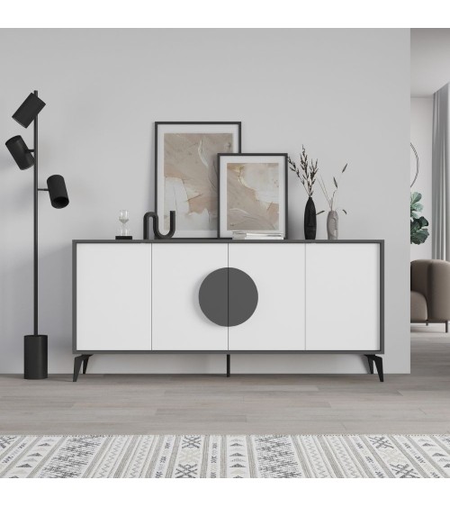 Madia Gora 180 cm struttura colore antracite con ante bianche