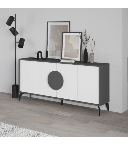 Madia Gora 180 cm struttura colore antracite con ante bianche