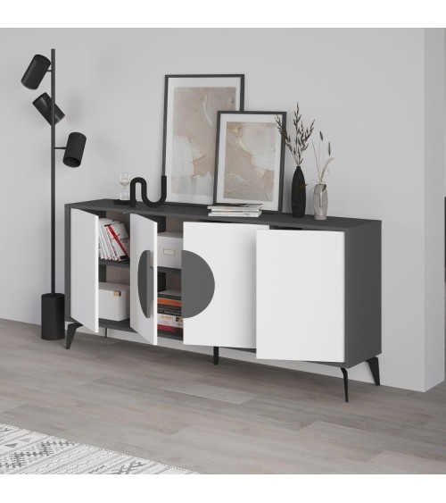 Madia Gora 180 cm struttura colore antracite con ante bianche
