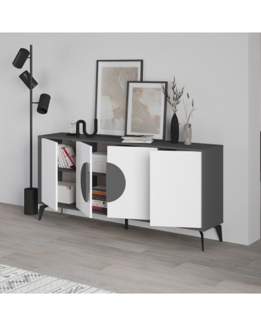 Madia Gora 180 cm struttura colore antracite con ante bianche