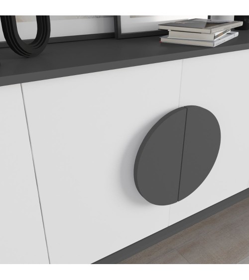Madia Gora 180 cm struttura colore antracite con ante bianche