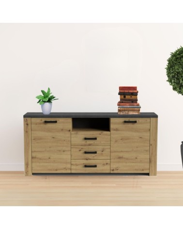 Credenza Follow 870 con 2 ante e 3 cassetti colore rovere e antracite