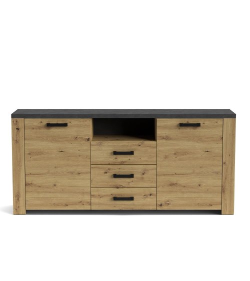 Credenza Follow 870 con 2 ante e 3 cassetti colore rovere e antracite