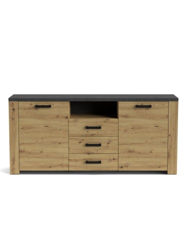 Credenza Follow 870 con 2 ante e 3 cassetti colore rovere e antracite