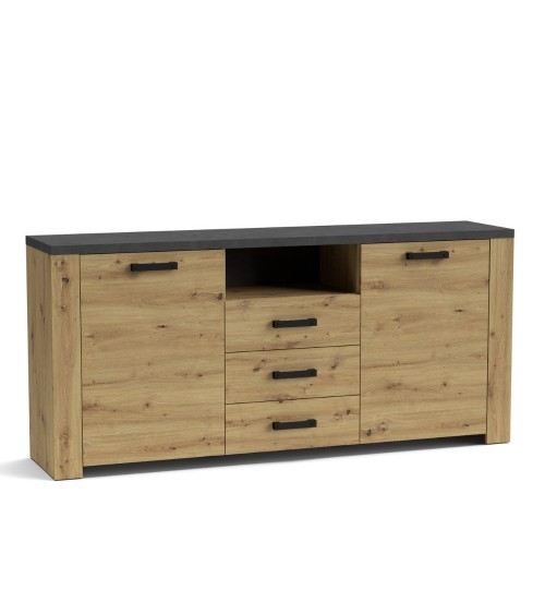 Credenza Follow 870 con 2 ante e 3 cassetti colore rovere e antracite