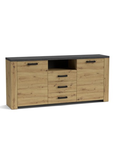 Credenza Follow 870 con 2 ante e 3 cassetti colore rovere e antracite
