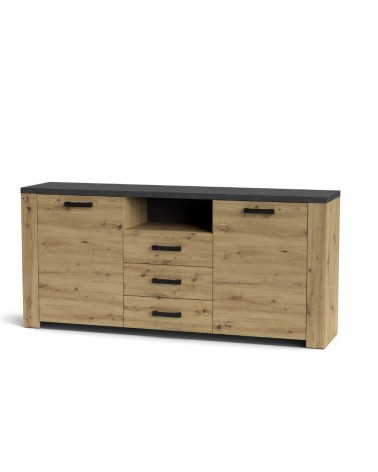 Credenza Follow 870 con 2 ante e 3 cassetti colore rovere e antracite