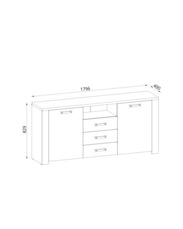 Credenza Follow 870 con 2 ante e 3 cassetti colore rovere e antracite