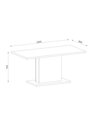 Tavolo Follow 162 colore rovere 160x80x75.90 cm
