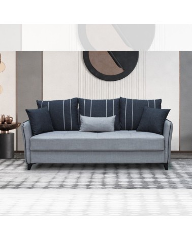 Divano letto contenitore Panama 3 posti colore grigio chiaro 51-002 e cuscini grigio scuro