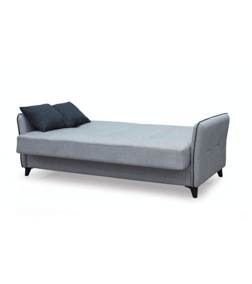 Divano letto contenitore Panama 3 posti colore grigio chiaro 51-002 e cuscini grigio scuro