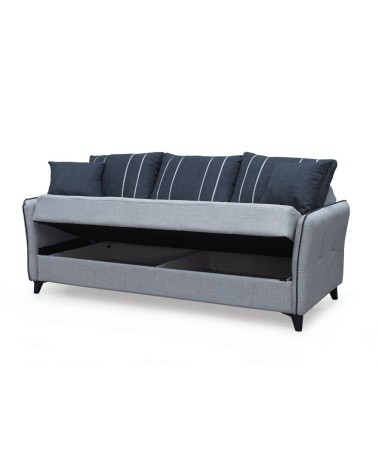 Divano letto contenitore Panama 3 posti colore grigio chiaro 51-002 e cuscini grigio scuro