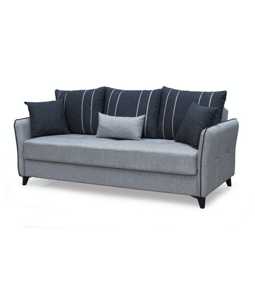 Divano letto contenitore Panama 3 posti colore grigio chiaro 51-002 e cuscini grigio scuro