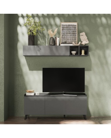 Porta Tv Polan 3 ante colore ardesia e piombo