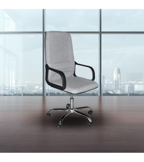 Poltrona da ufficio CR106H in tessuto grigio e base cromata