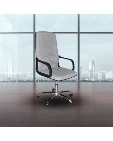 Poltrona da ufficio CR106H in tessuto grigio e base cromata