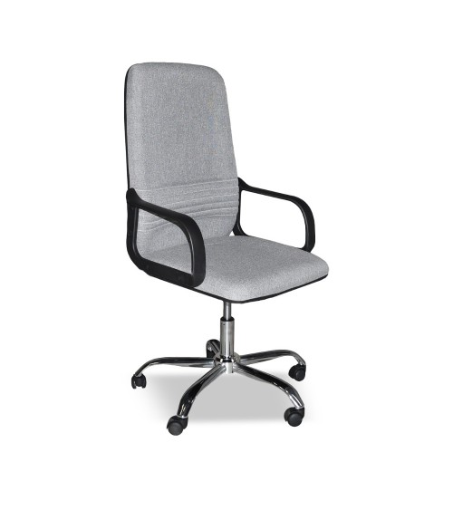 Poltrona da ufficio CR106H in tessuto grigio e base cromata