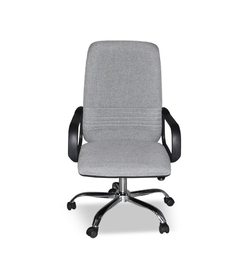 Poltrona da ufficio CR106H in tessuto grigio e base cromata