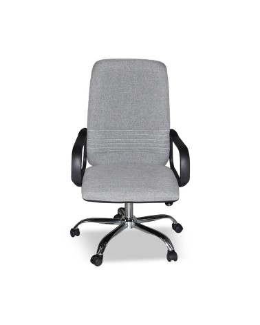 Poltrona da ufficio CR106H in tessuto grigio e base cromata