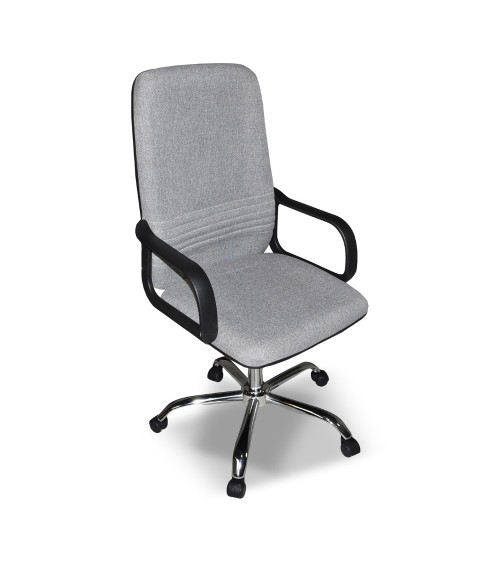 Poltrona da ufficio CR106H in tessuto grigio e base cromata