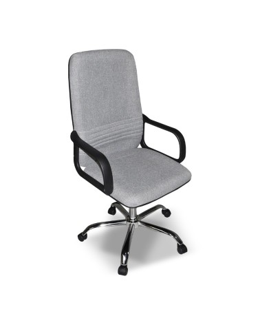 Poltrona da ufficio CR106H in tessuto grigio e base cromata