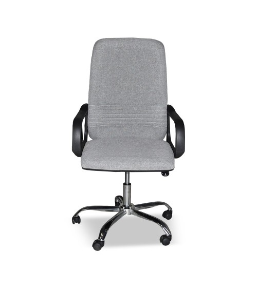 Poltrona da ufficio CR106H in tessuto grigio e base cromata