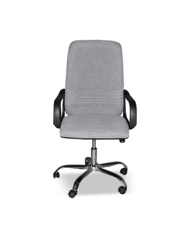 Poltrona da ufficio CR106H in tessuto grigio e base cromata