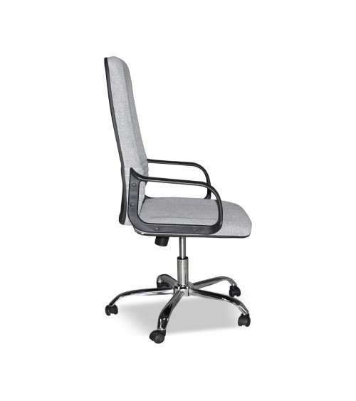 Poltrona da ufficio CR106H in tessuto grigio e base cromata