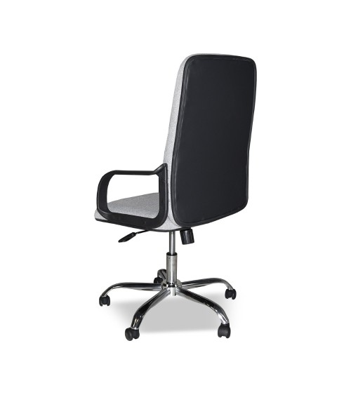 Poltrona da ufficio CR106H in tessuto grigio e base cromata