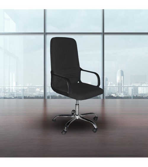 Poltrona da ufficio CR106H in tessuto nero e base cromata