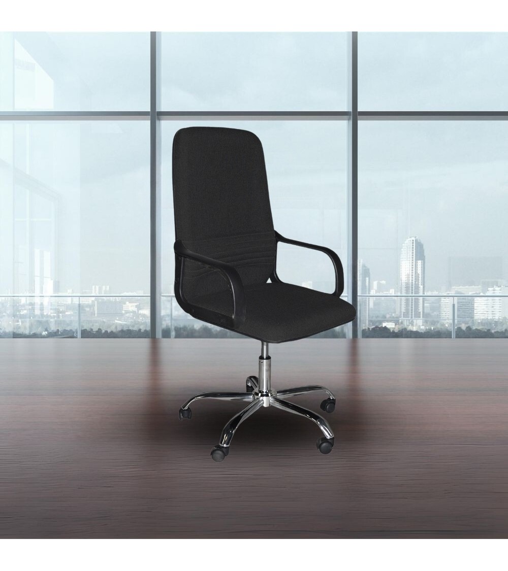 Poltrona da ufficio CR106H in tessuto nero e base cromata