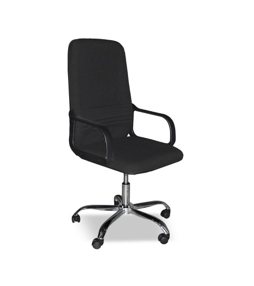 Poltrona da ufficio CR106H in tessuto nero e base cromata