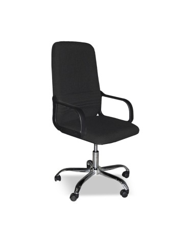 Poltrona da ufficio CR106H in tessuto nero e base cromata