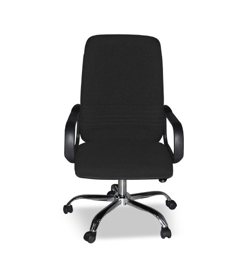 Poltrona da ufficio CR106H in tessuto nero e base cromata