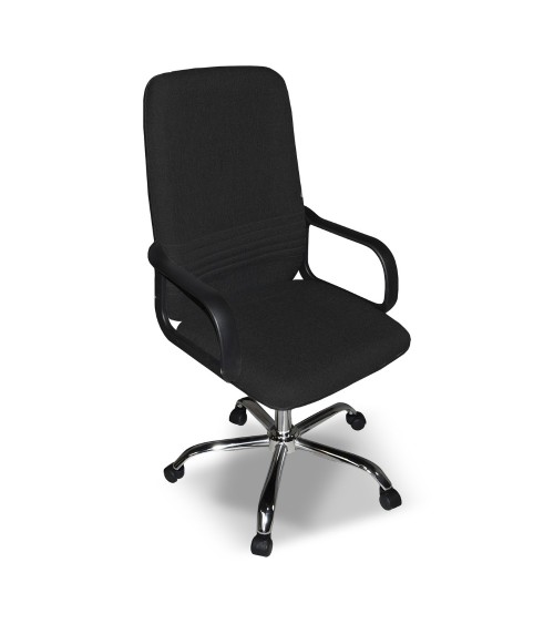 Poltrona da ufficio CR106H in tessuto nero e base cromata